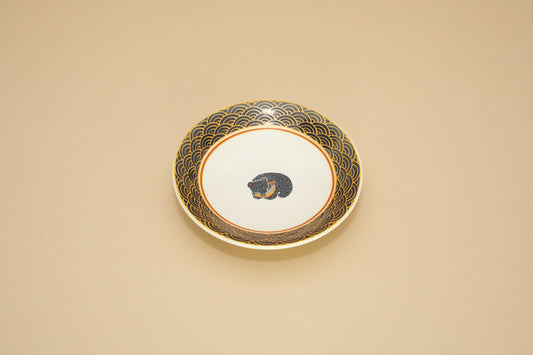 Yamagotouki | Gold & Black Small plate | Bear